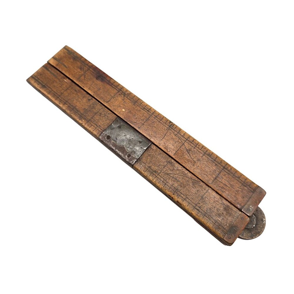 Lufkin 752B Extension Ruler Folding Expandable Brass Wood 24 Inch